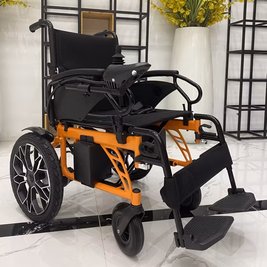 Sillas de ruedas motorizadas de aluminio portátiles, sillas eléctricas ligeras desmontables con rueda para personas mayores